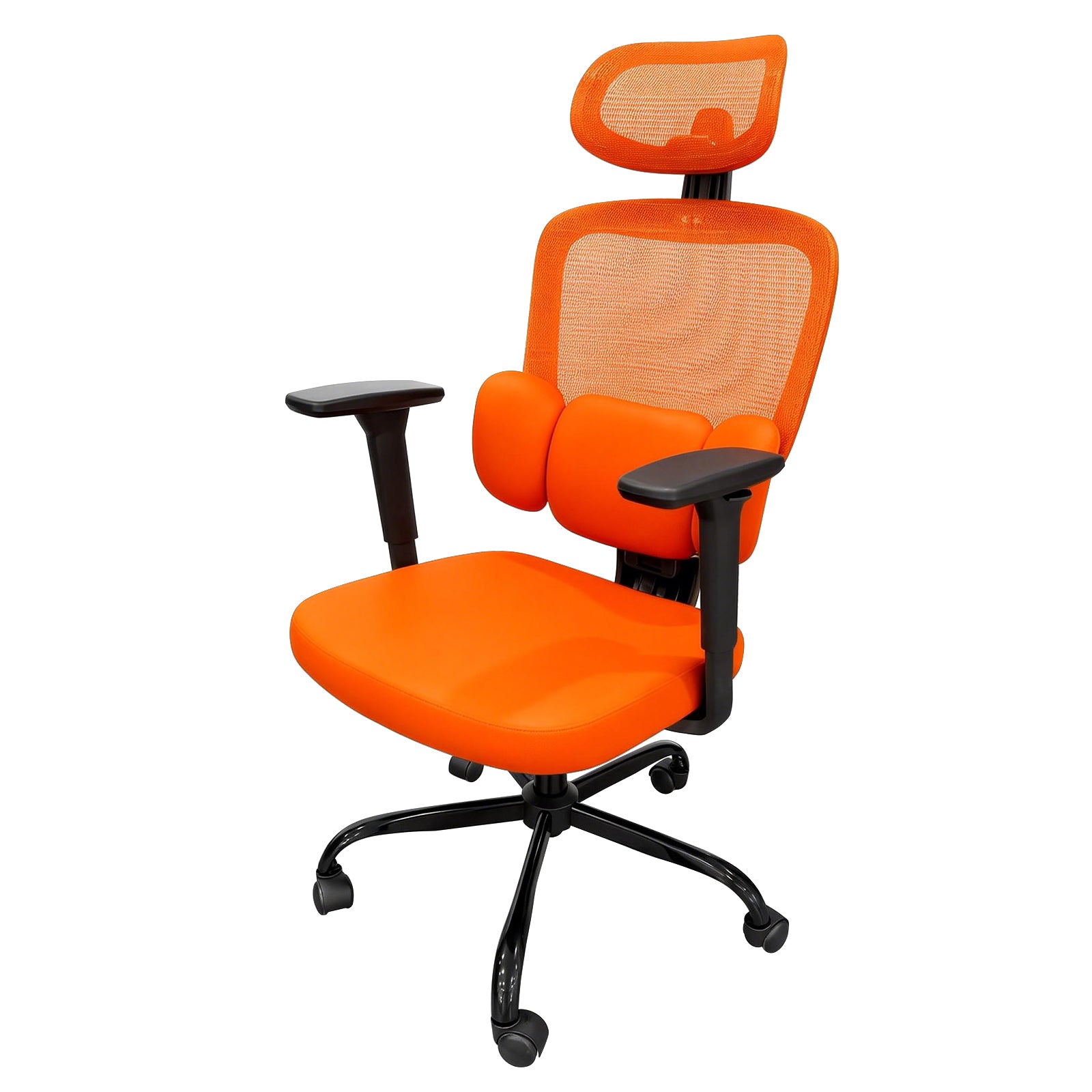 Cadeira ergonômica Pythonfly Aligna cor laranja vibrante, cadeira de trabalho fundo branco
