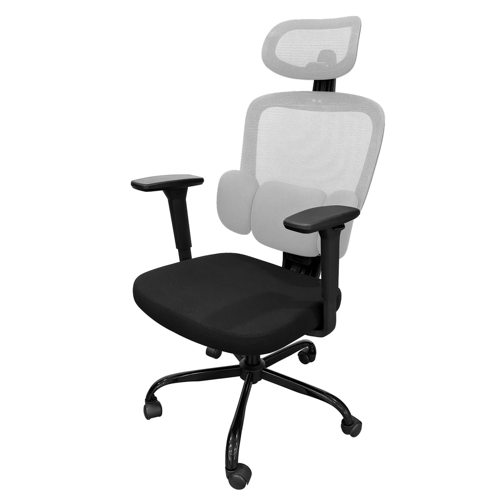 Cadeira ergonômica Pythonfly Aligna cor preto e cinza, fundo branco, cadeira escritório home office