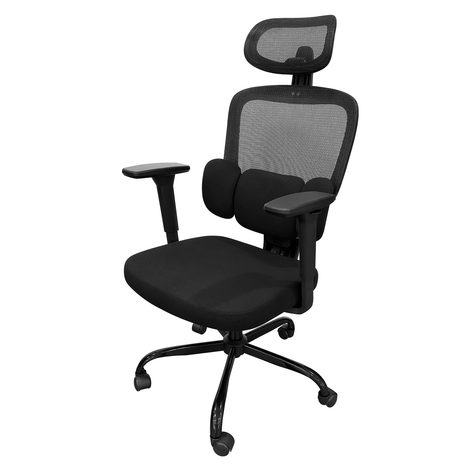 Cadeira ergonômica Pythonfly Aligna cor preta, fundo branco para escritório e home office