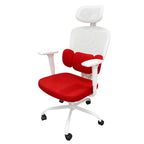 Cadeira ergonômica Pythonfly Aligna vermelho e cinza, vista frontal fundo branco